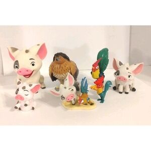 Disney Moana Figurine Playset Seven Of Moana's Friends 1.5"-3.5" Lot 7 Figures